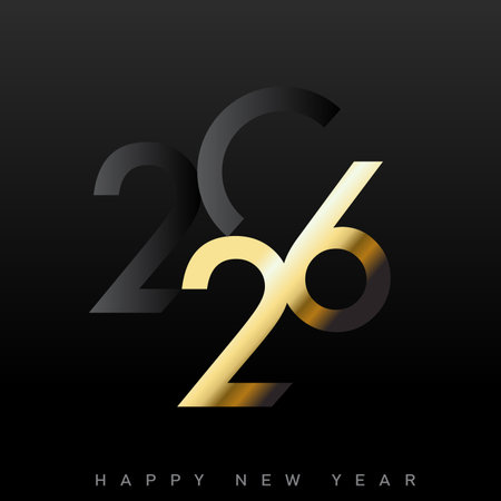 Luxury Happy New Year 2026 with elegant classic golden clock. Vector illustrationのイラスト素材