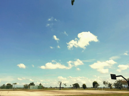 View of the sky at basketball court