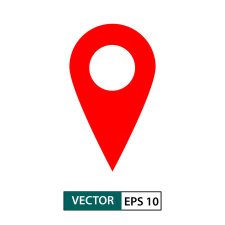 Red map pin vector icon, location pin vector icon. isolated on white background. Vector illustrationのイラスト素材
