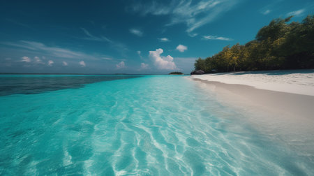 Tropical beach at Maldives with white sand and turquoise waterの素材