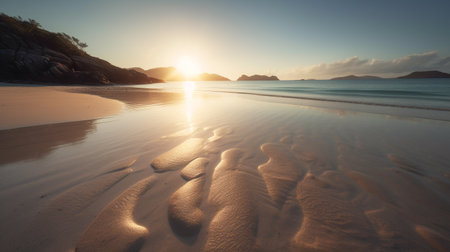 Beautiful sunset on the beach in the summer. Long exposure.の素材