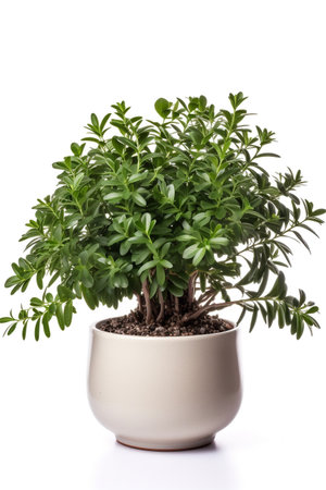 Houseplant in a pot isolated on white background. Studio shot.の素材