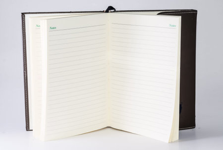 Empty notebook on a white backgroundの写真素材