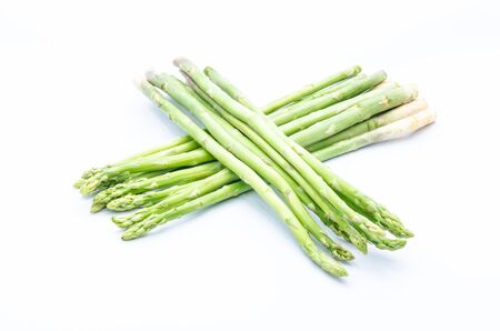 Fresh green asparagus on whiteの写真素材