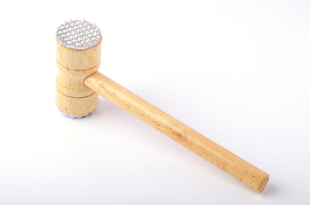 Wooden meat hammer Isolated on white backgroundの写真素材