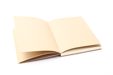 Open notebook isolated on white backgroundの写真素材