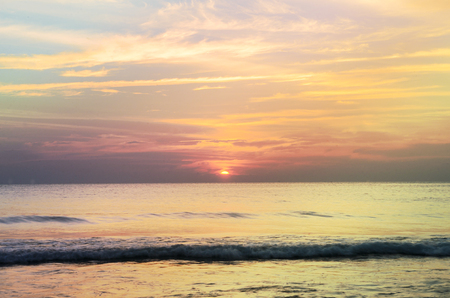 Sunset on the beach with beautiful skyの写真素材