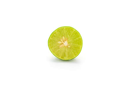 Lime slices isolated on white backgroundの写真素材