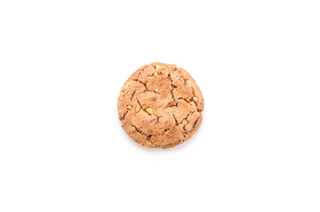 chocolate chips hazelnut cookies on white backgroundの写真素材