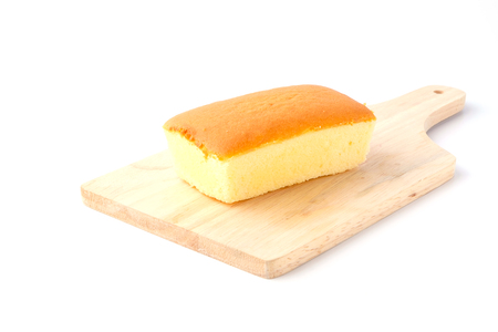 Butter cake on white backgroundの写真素材