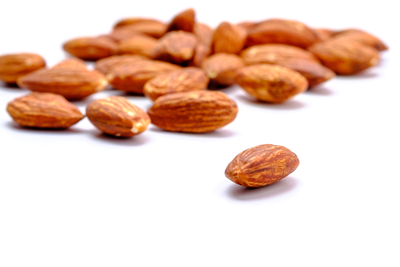 Almonds on White backgroundの写真素材