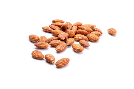 Almonds on White backgroundの写真素材