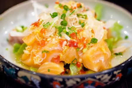 Spicy salmon saladの写真素材