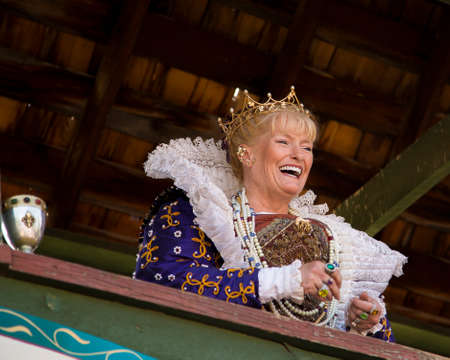 GOLD CANYON, ARIZONA - MARCH 25, 2018: One of many women dressed in period costume at the Renaissance festival in the Phoenix area. Each played a role whether merchant, musician, particpant or visitor.のeditorial素材