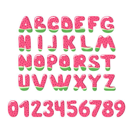 Watermelon Font on white background - vector signsのイラスト素材
