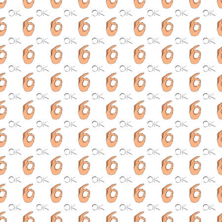 Hand gesture pattern on white backgroundのイラスト素材