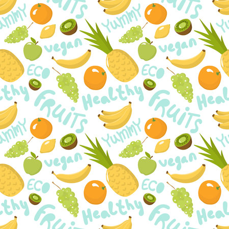 Healthy Food Pattern on white background