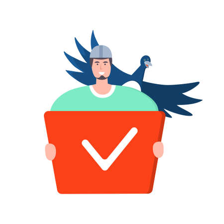 Delivery man with a birdのイラスト素材