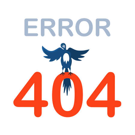 Sad bird sotting on error 404のイラスト素材