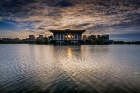 Iron Mosque in Putrajaya, Malaysia at duskのeditorial素材