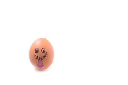 Smile egg with red necktie over white backgroundの写真素材