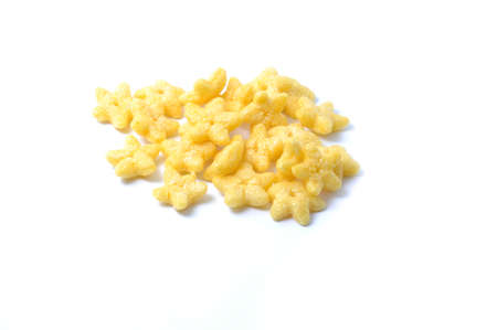 Star shape cereal on white backgroundの写真素材