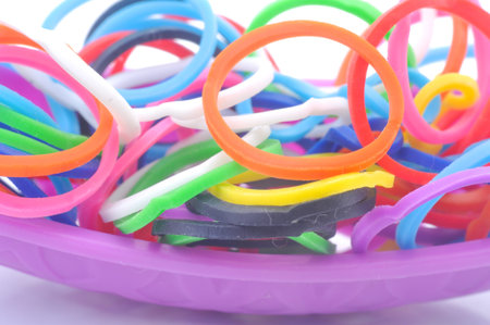 Colorful Rubber band on white backgroundの写真素材