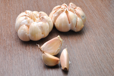 Fresh garlic on the table
