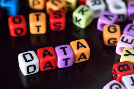 Data on colorful diceの写真素材