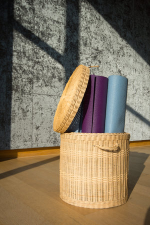 Yoga mat in the basket