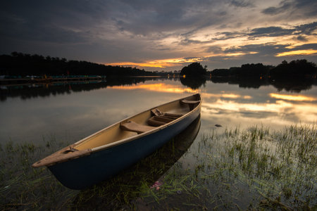 Blue kayak at the lake