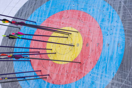 Archery target with arrows on it. Success conceptの写真素材