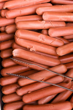 A lot of steam sausage ready to eatの写真素材