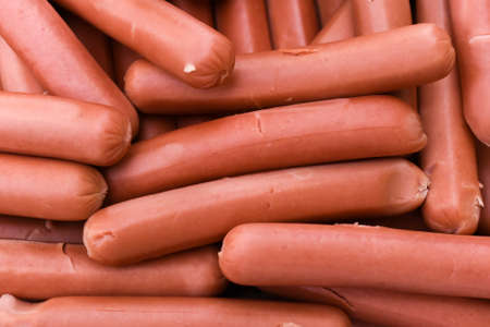 A lot of steam sausage ready to eatの写真素材