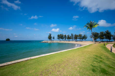 Beautiful Scene of Jerudong Beach with blue sky.の写真素材