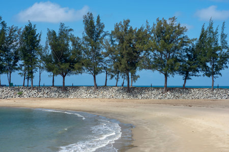 Beautiful Scene of Jerudong Beach with blue sky.