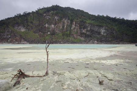 Kawah Putih (English: White Crater) is a striking crater lake and tourist spot in a volcanic crater about 50 km south of Bandung in West Java in Indonesia.の写真素材