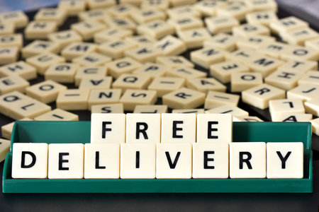 Free delivery word on the black background