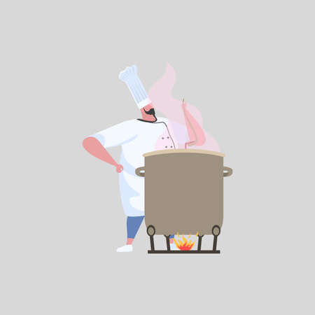 Activities man chef in uniform. Professional restaurant worker.のイラスト素材