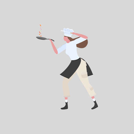Activities woman chef in uniform. Professional restaurant worker.のイラスト素材