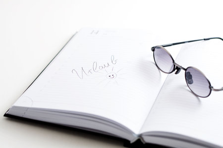 A notebook with the note 