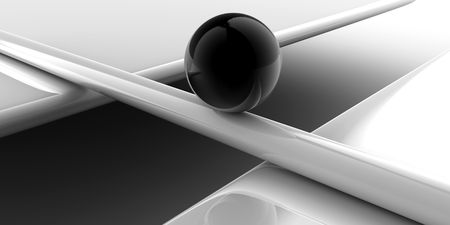 A black sphere conquers a problem, as concept for solutionの写真素材