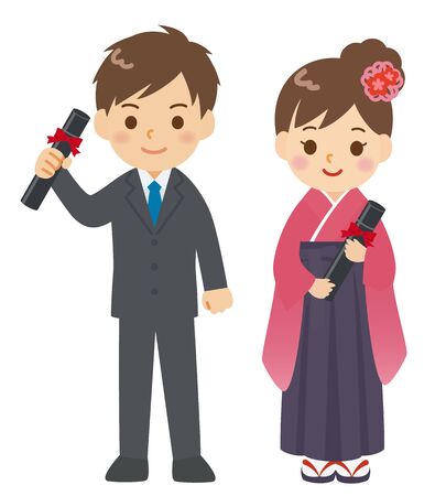 Graduation Ceremony College Studentsのイラスト素材