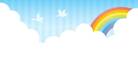Rainbow in the blue sky, horizontalのイラスト素材