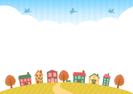 The town of autumn fine weatherのイラスト素材