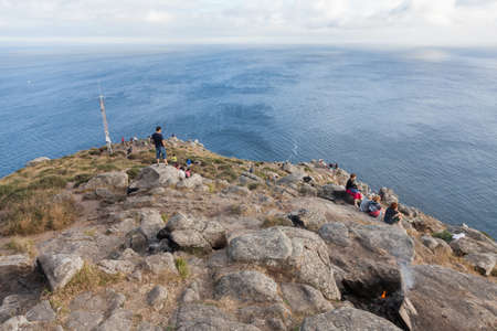 Stone-kilometer points target signal Santiago Road to inform pilgrims on the road.のeditorial素材
