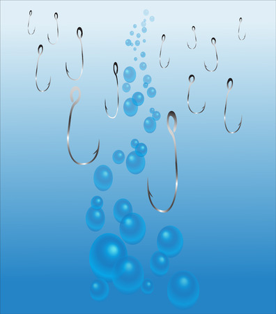 fishing hooks and bubblesのイラスト素材