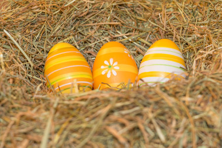 Easternest basket tradition yellow hidden easter eggs to search. Traditional easter holiday festival...