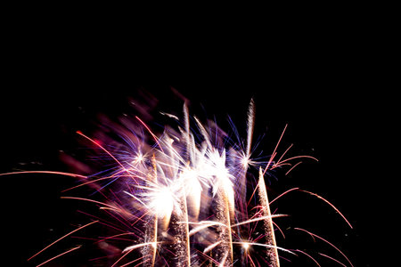 Luxury fireworks event sky show with colorful glow stars. Premium entertainment magic star firework...