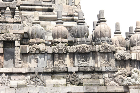 Relief Borobudur temple, wall texture of Borobudur temple Indonesia.の写真素材